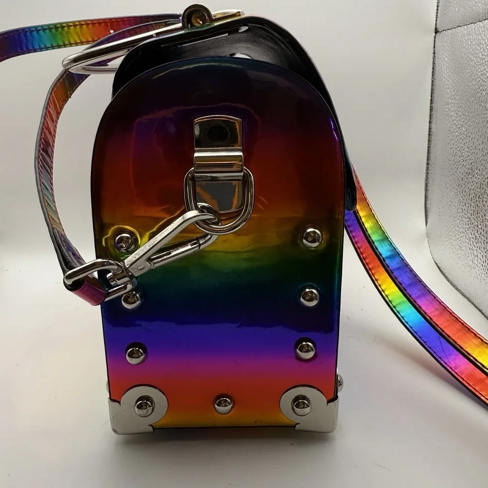 Current Mood 90's Rainbow Buckle‎ Hard Case Purse Dolls Kill Silver Studs